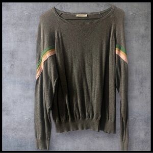 Ragdoll Charcoal Sweater striped sleeves small